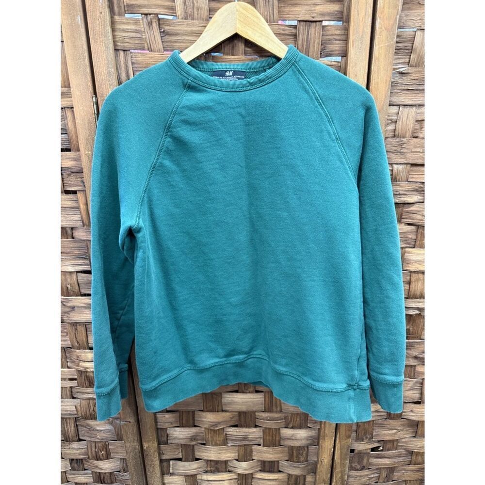 H&M Teal Green Raglan Crewneck Sweatshirt